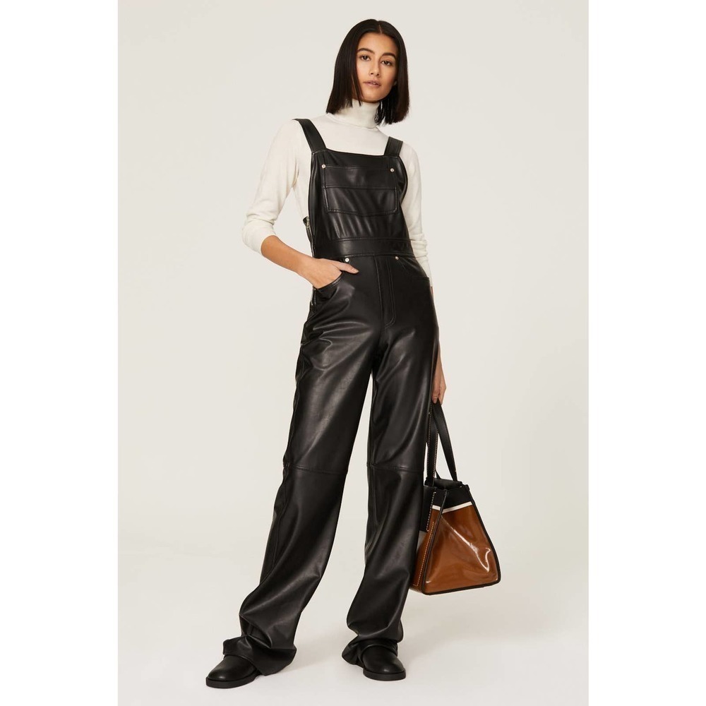 A.L.C. Braelyn Jumpsuit Faux Leather Black Size 4